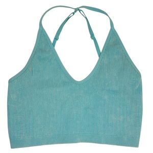 Aerie Superchill Ribbed Bra Top Blue Preowned XS